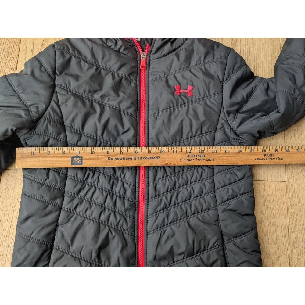 Under Armour‎ ColdGear Hooded Jacket Black Pink Youth YLG Girls Puffer